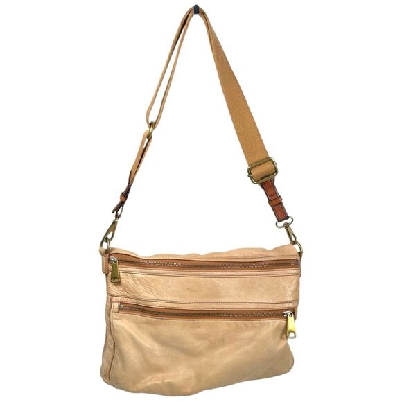 Fossil Explorer Tan Genuine Leather Foldover Vintage Convertible crossbody bag - Picture 4 of 13